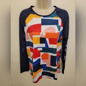 NWT Nautica Ladies Multi Coloe Long Swim Shirt / Rash Guard